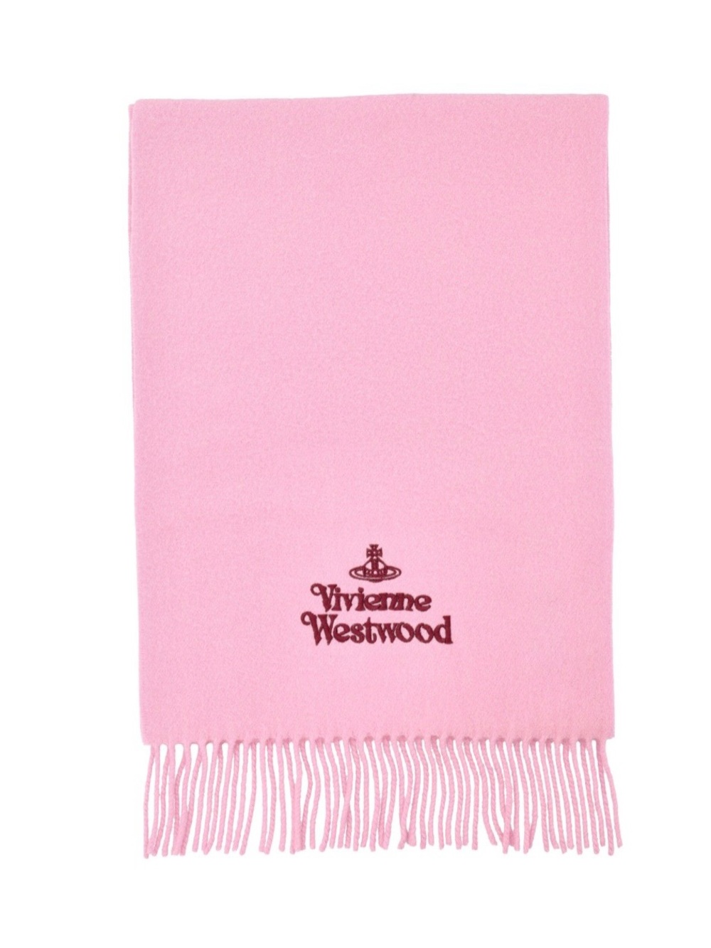 Vivienne Westwood Logo Embroidered Fringed Scarf
